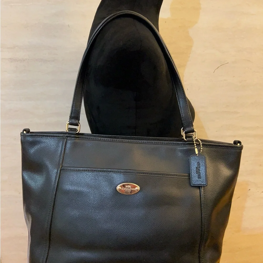 Coach Saffiano XL Pocket Tote Black Bag - Picture 2 of 16
